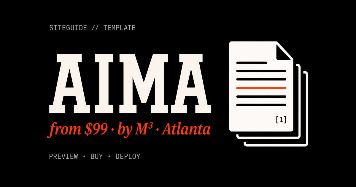 SiteGuide AIMA template preview card