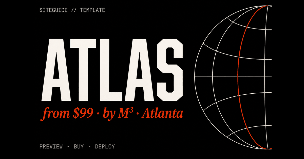 SiteGuide Atlas apparel template preview card