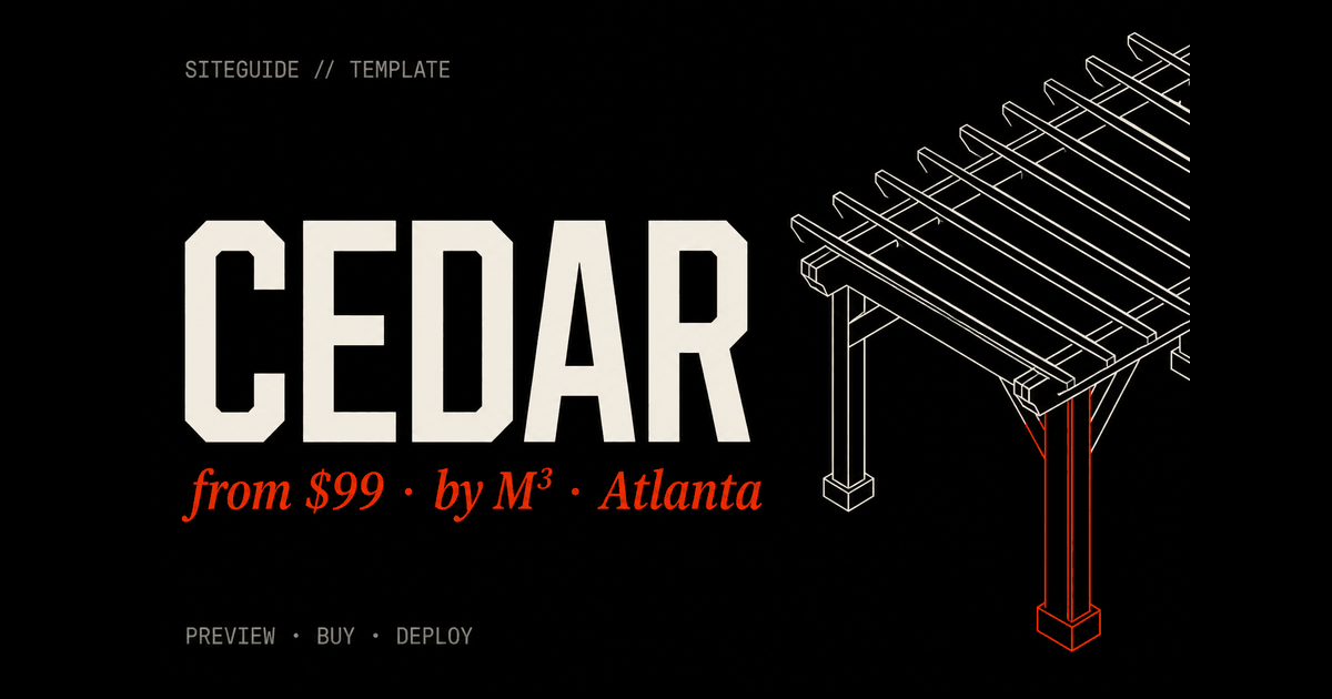 SiteGuide Cedar and Co outdoor living template preview card