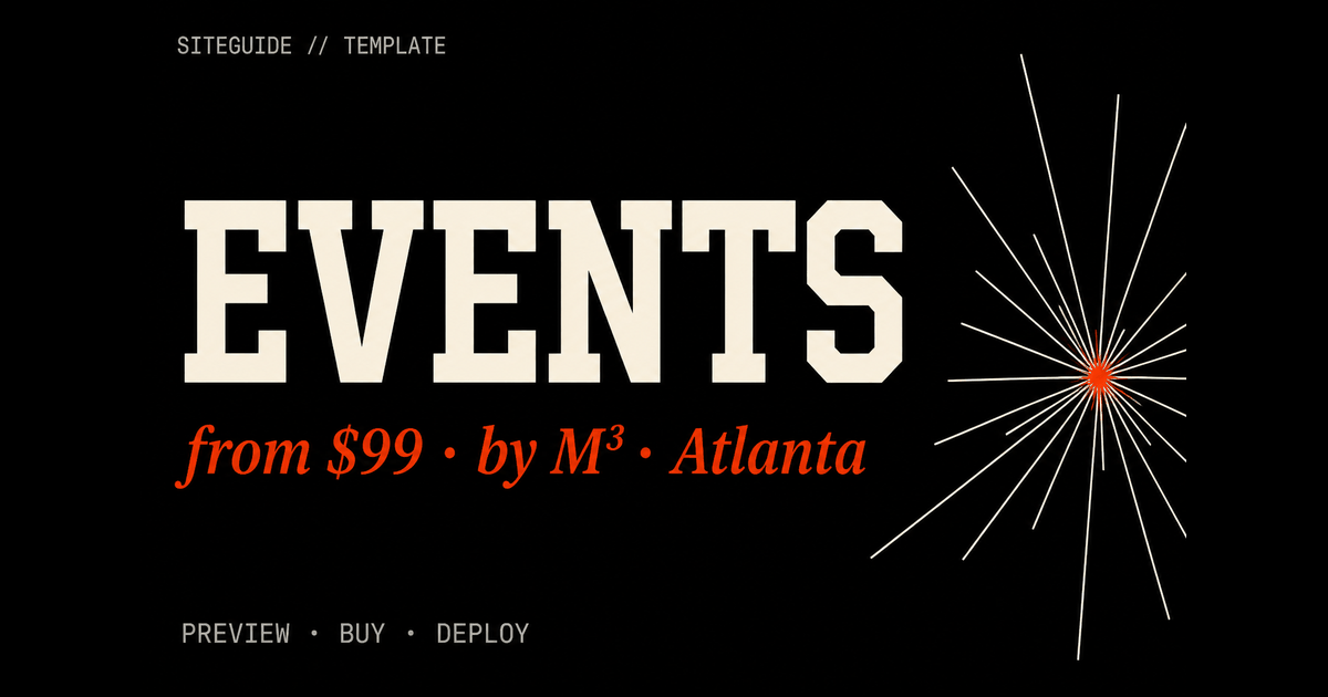SiteGuide Afterglow Events template preview card