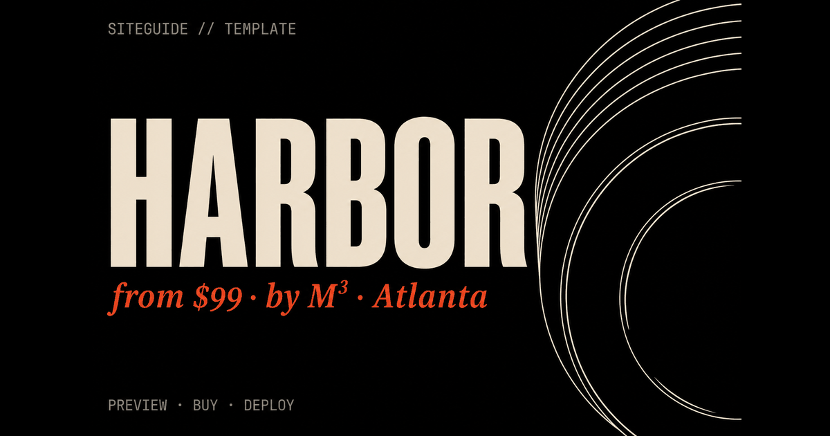 SiteGuide Harbor and Cole template preview card