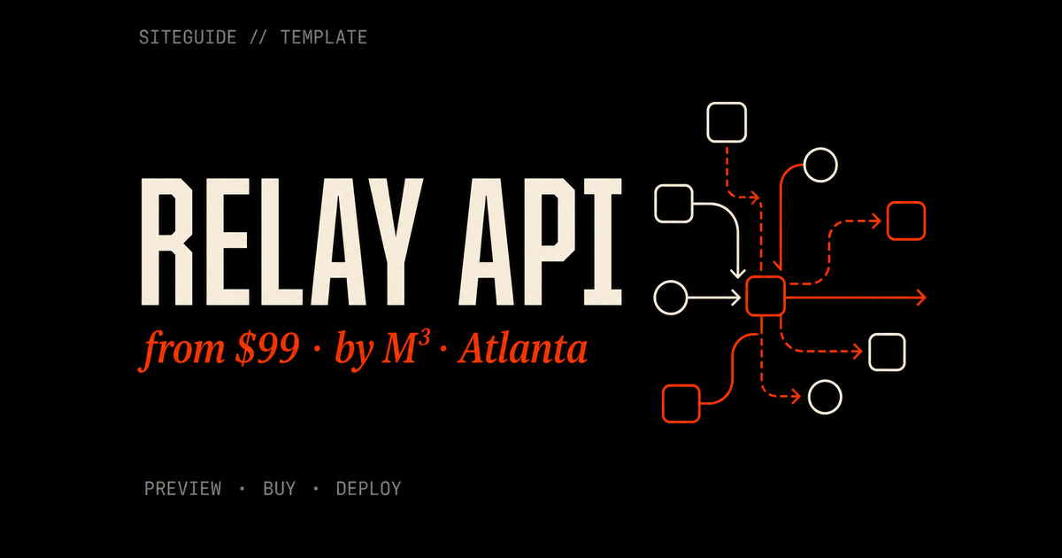 SiteGuide Relay API template preview card