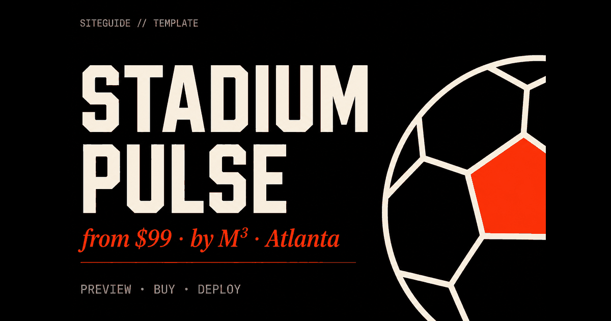 SiteGuide Stadium Pulse FC template preview card