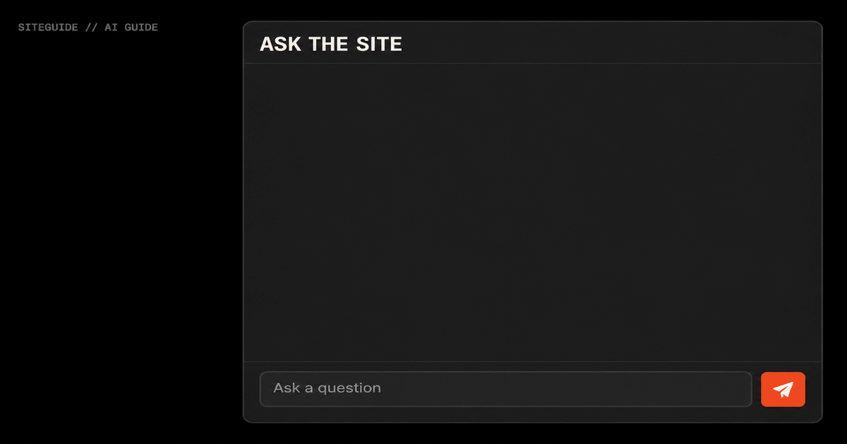 AI Guide widget answering a visitor about weekend hours.
