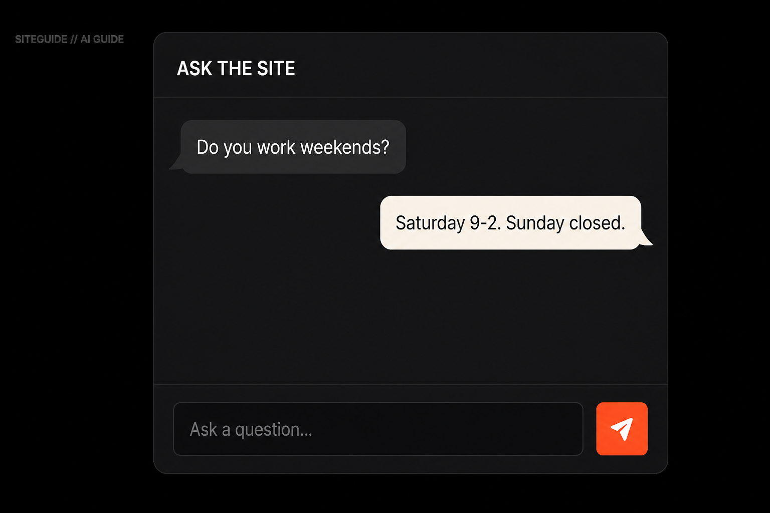AI Guide widget with a completed hours question and answer.